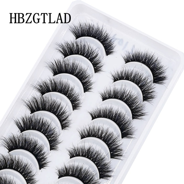 Natural Glam 3D Mink False Eyelashes - Set of 10 Pairs for Stunning Eye Makeup