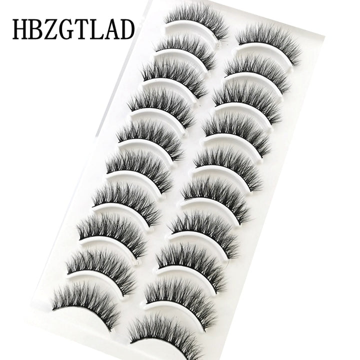 Natural Glam 3D Mink False Eyelashes - Set of 10 Pairs for Stunning Eye Makeup