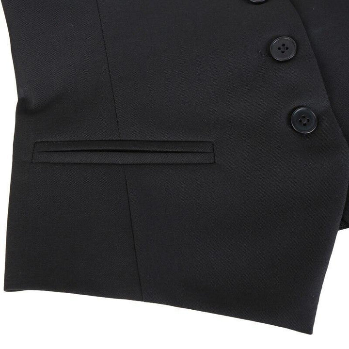 AKINO Black Cotton Streetwear Vest with Buttoned Waist and Zip Closure