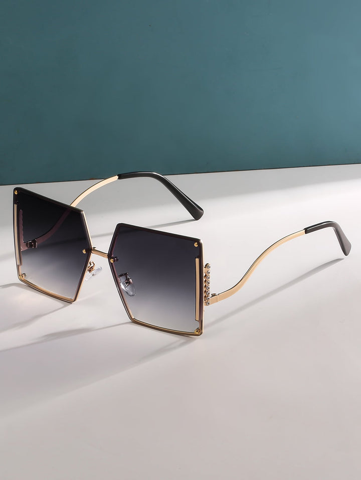 Rhinestone-Embellished Square Frame Sunglasses