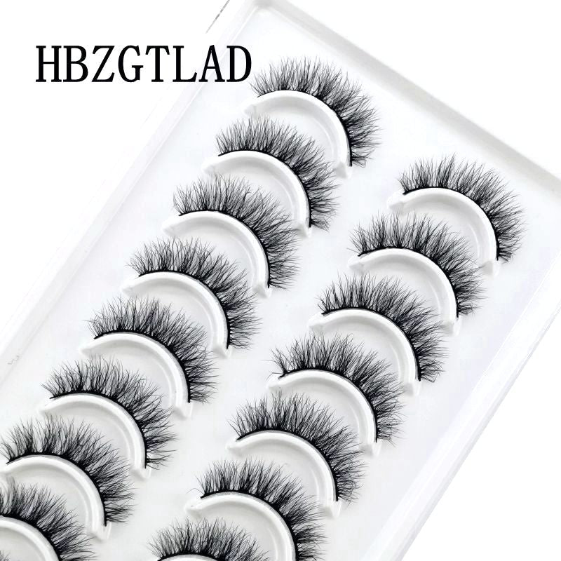 Natural Glam 3D Mink False Eyelashes - Set of 10 Pairs for Stunning Eye Makeup