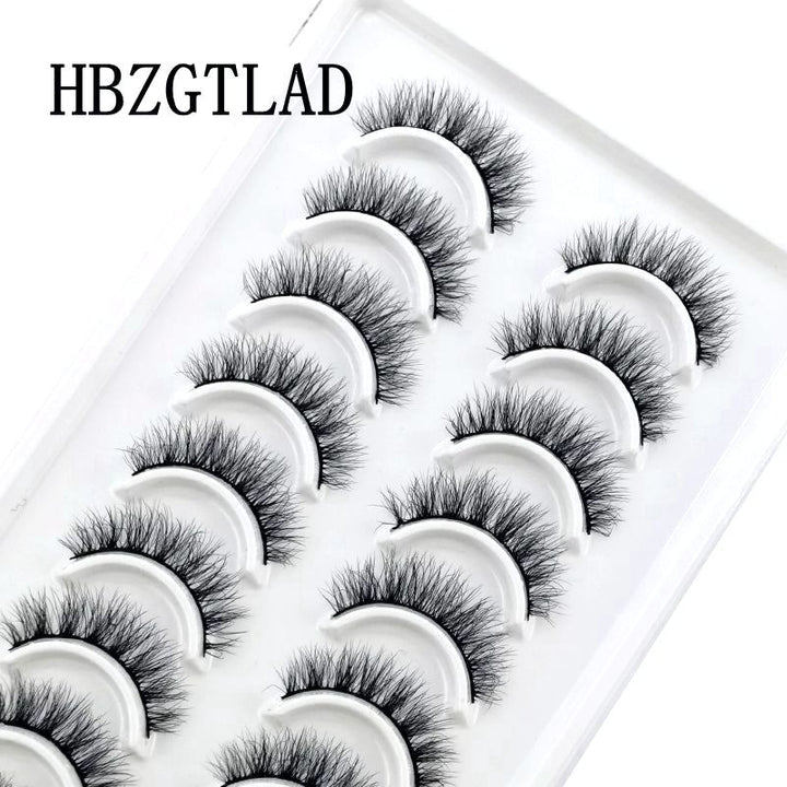 Natural Glam 3D Mink False Eyelashes - Set of 10 Pairs for Stunning Eye Makeup