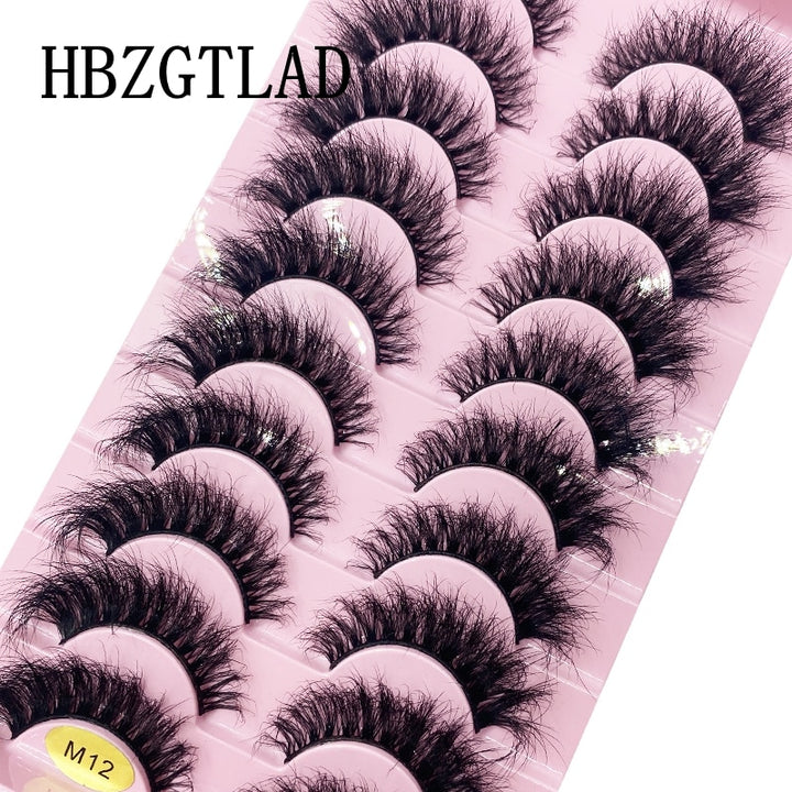 Natural Glam 3D Mink False Eyelashes - Set of 10 Pairs for Stunning Eye Makeup